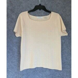 Lord And Taylor Exclusive Women's M 100% Silk Cream Luxury Rib Knit Sweater